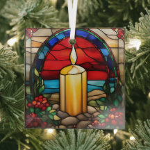 Gouden Kerstkaars Faux Stained