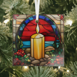 Gouden Kerstkaars Faux Stained Glas Ornament