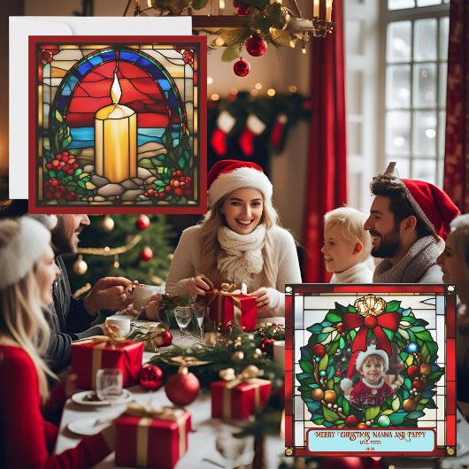 Gouden Kerstkaars Nep Gebrandschilderd Glas