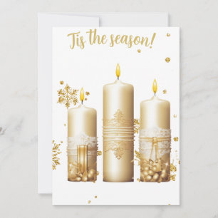 Gouden kerstkaart met kaarsen