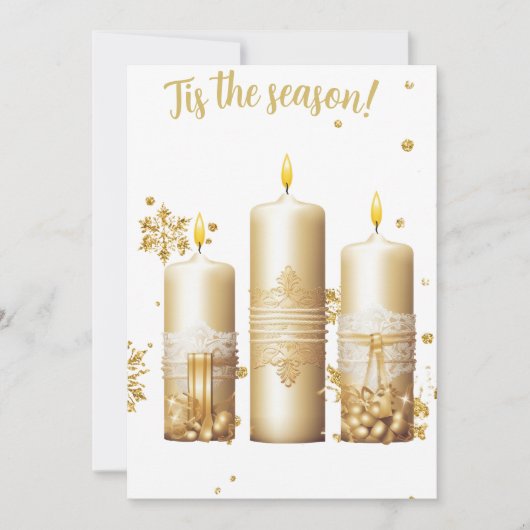 Gouden kerstkaart met kaarsen (Voorkant)
