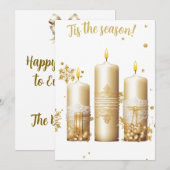 Gouden kerstkaart met kaarsen (Voorkant / Achterkant)