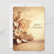 Gouden Kerstkaart met Poinsettia
