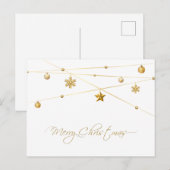 Gouden kerstkalligrafie feestdagenkaart (Voorkant / Achterkant)