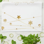 Gouden kerstkalligrafie theedoek (Gevouwen)
