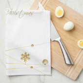 Gouden kerstkalligrafie theedoek (Quarter Fold)