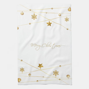 Gouden kerstkalligrafie theedoek