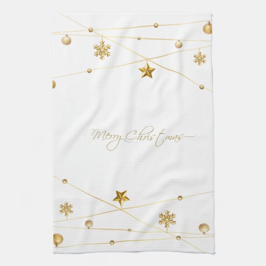 Gouden kerstkalligrafie theedoek (Verticaal)