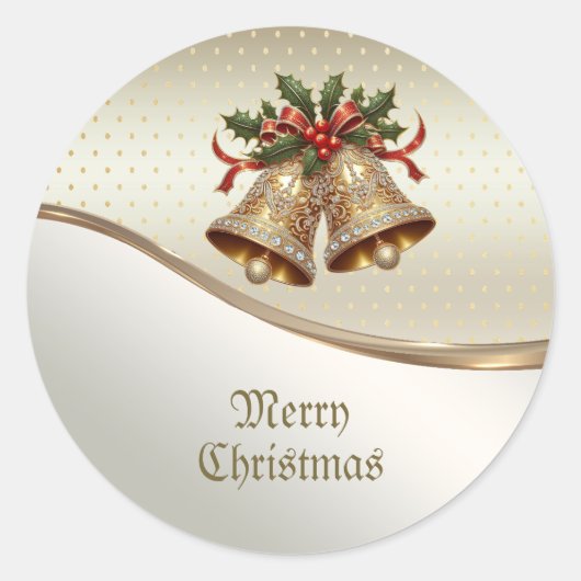 Gouden kerstklokken Sticker (Voorkant)
