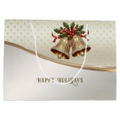 Gouden kerstklokken vakantie cadeau tas groot cadeauzakje (Achterkant)