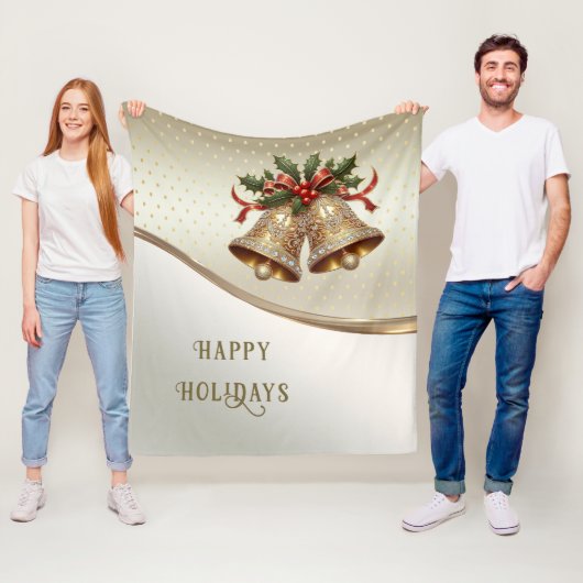 Gouden kerstklokken vakantie fleece deken (In situ)