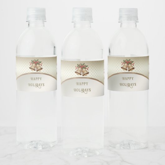 Gouden kerstklokken vakantie waterfles etiket (Flessen)