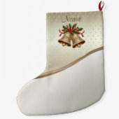 Gouden kerstklokken vakantievoorraad grote kerstsok (Achterkant)