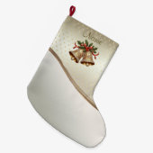 Gouden kerstklokken vakantievoorraad grote kerstsok (Voorkant (Hangend))