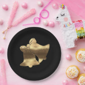 Gouden Kerstklokken Zwart Goud Feestelijk Elegant Papieren Bordje (Feest)