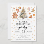 Gouden Kerstkoekje die partijuitnodiging verfraaie Kaart (Voorkant)