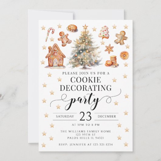 Gouden Kerstkoekje die partijuitnodiging verfraaie Kaart (Voorkant)