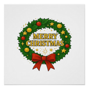 Gouden Kerstkrans – Festive Rood Groen Goud H Perfect Poster