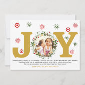 Gouden Kerstkrans met foto 'Gold Joy' Feestdagenkaart (Voorkant)