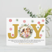Gouden Kerstkrans met foto 'Gold Joy' Feestdagenkaart (Staand voorkant)