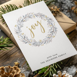 Gouden Kerstkrans met Waterverf Botanicals Kerstmi Feestdagenkaart