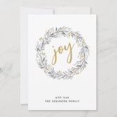 Gouden Kerstkrans met Waterverf Botanische Kranse Feestdagenkaart (Voorkant)