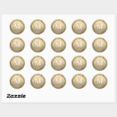 Gouden Kerstkrans Monogramzegel Ronde Sticker (Vel)
