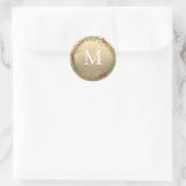 Gouden Kerstkrans Monogramzegel Ronde Sticker (Tas)