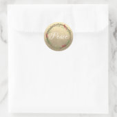Gouden Kerstkrans Vrede Ronde Sticker (Tas)