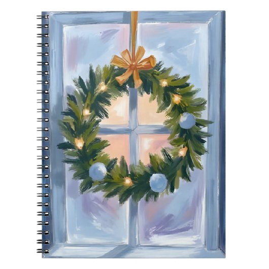 Gouden Kerstkrans Watercolor Kerst Notitieboek (Voorkant)