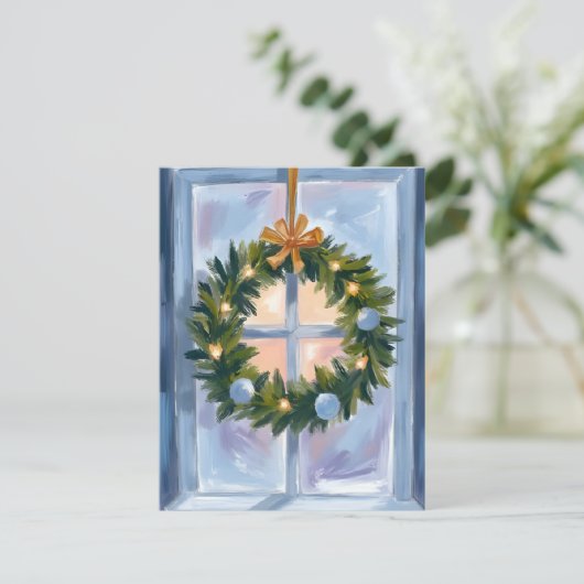 Gouden Kerstkrans Watercolor Kerstkaart (Staand voorkant)