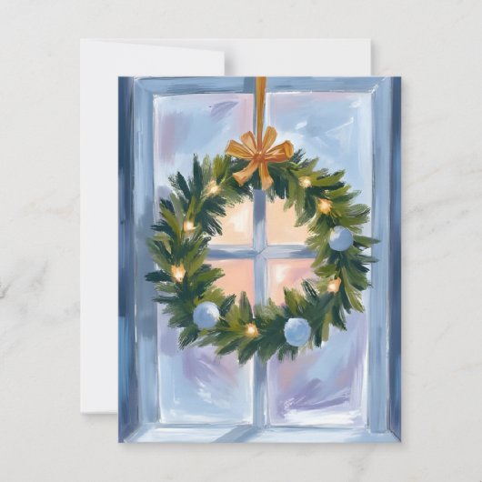 Gouden Kerstkrans Watercolor Kerstkaart (Voorkant)