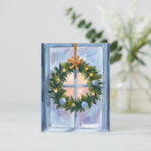 Gouden Kerstkrans Waterverf Kerstkaart (Staand voorkant)