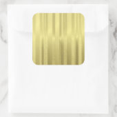 Gouden Kerstlintstrepen op Folie papier Vierkante Sticker (Tas)