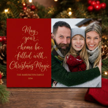 Gouden Kerstmagie Rode Familie Foto 