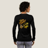 Gouden Kerstman & Boom Kerstontwerp Tri-Blend Shirt (Achterkant)
