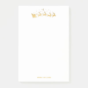 Gouden Kerstman die in een slee met rendieren vlie Post-it® Notes