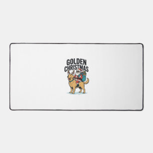 Gouden Kerstman die Retriever T-shirt rijdt Desi Bureaumat