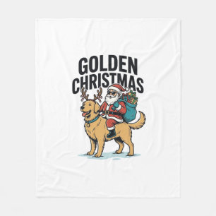 Gouden Kerstman die Retriever T-shirt rijdt Desi Fleece Deken