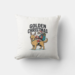 Gouden Kerstman die Retriever T-shirt rijdt Desi Kussen
