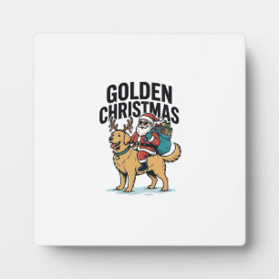 Gouden Kerstman die Retriever Truit Draagt Shirt D Fotoplaat