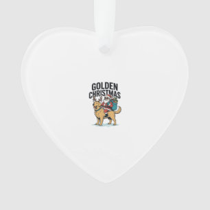 Gouden Kerstman die Retriever Truit Draagt Shirt D Ornament