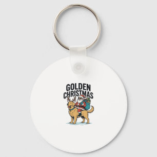 Gouden Kerstman die Retriever Truit Draagt Shirt D Sleutelhanger