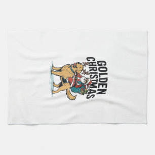 Gouden Kerstman die Retriever Truit Draagt Shirt D Theedoek