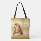 Gouden Kerstman Hoed Vakantietas Tote Bag (Achterkant)