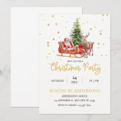 gouden Kerstman Kerstfeest Uitnodiging (Voorkant / Achterkant)