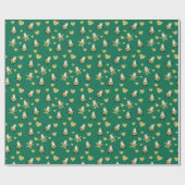 Gouden Kerstman met gouden harten Cadeaupapier (Vlak)