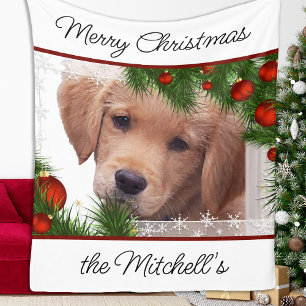 Gouden Kerstman met wederkerigheid — Cute Dog Pu Fleece Deken