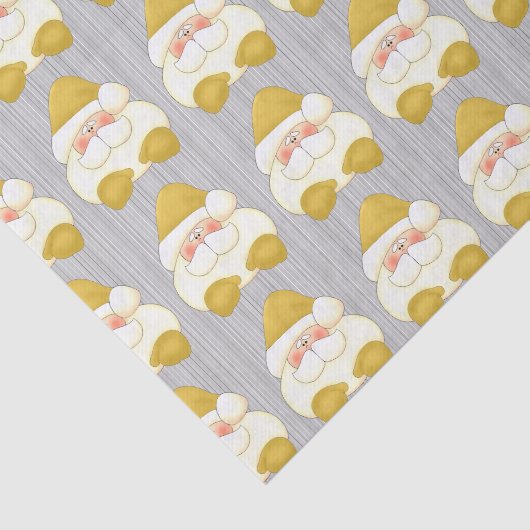 Gouden kerstman met zilveren strepen tissuepapier (Detail)