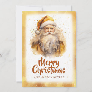 Gouden Kerstman Waterverf Feestdagenkaart